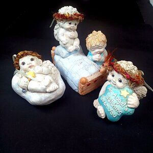 Vtg 3 Dreamsicles Angel Watching, Child's Prayer, Newborn Cherub Kristin Haynes